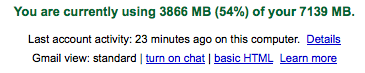 GMail storage usage